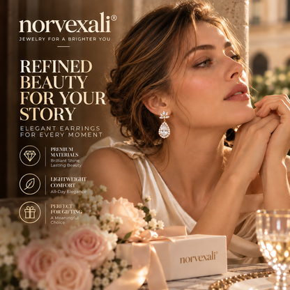 norvexali® Timeless Floral Teardrop Gold Drop Earrings