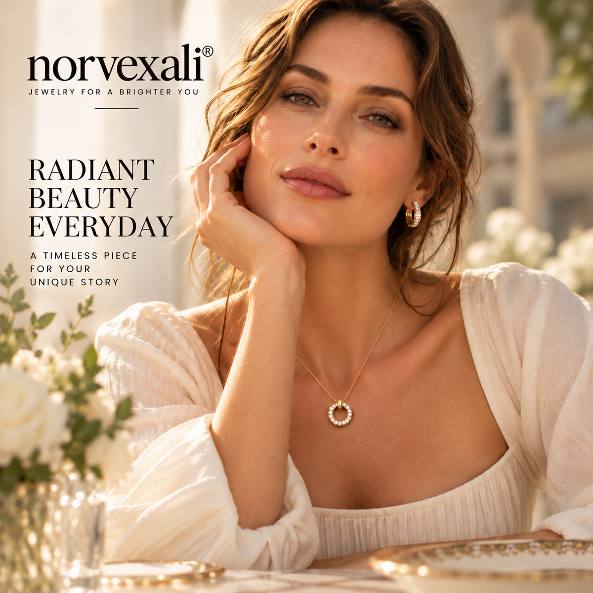 norvexali® Timeless Radiance Gold Circle Pendant Necklace