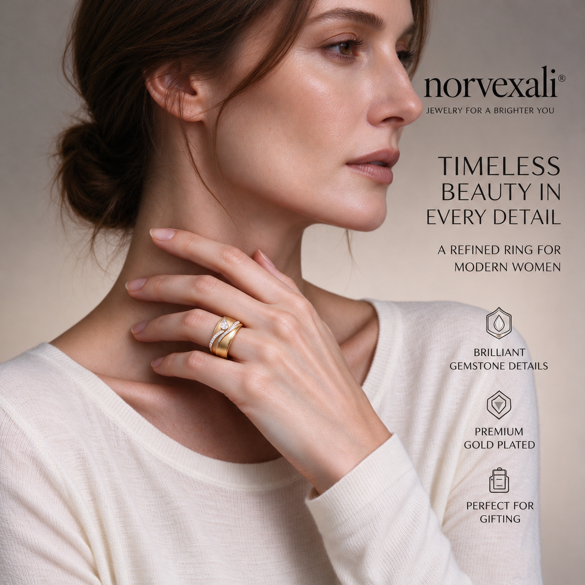 norvexali® Timeless Stacked Matte Gold Ring