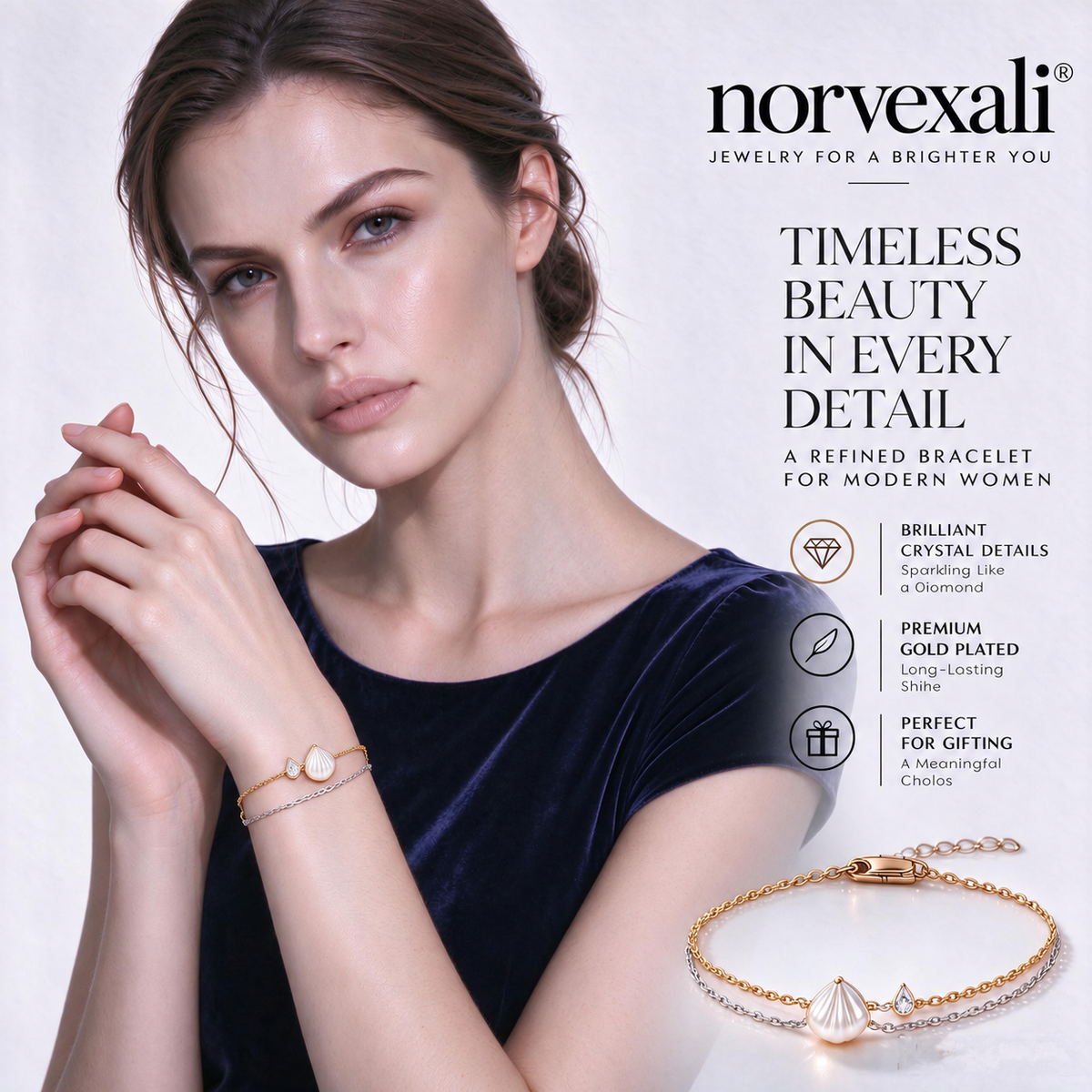 norvexali® Timeless Shell Pearl Two-Tone Bracelet