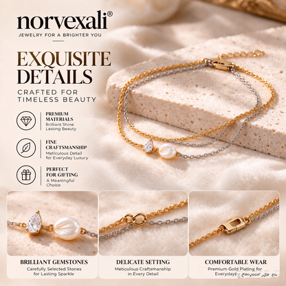 norvexali® Timeless Shell Pearl Two-Tone Bracelet