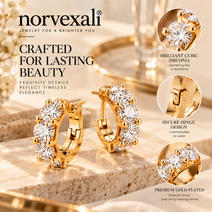 norvexali® Timeless Sparkle Gold Hoop Earrings