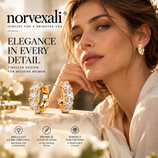 norvexali® Timeless Sparkle Gold Hoop Earrings